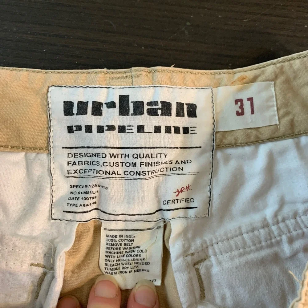 Urban Pipeline Mens Tan Khaki Cotton Canvas Cargo Shorts Size 31 Skater Grunge‎